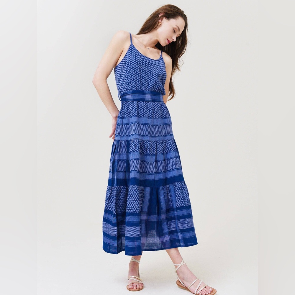 SUMMERY COPENHAGEN Rose Maxi Dress Blue XS